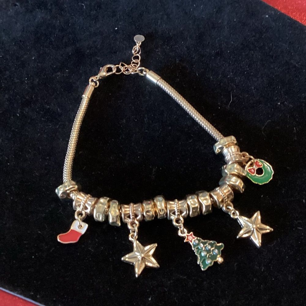 Holiday Charms Goldtone Snake Adjustable Bracelet NWOT